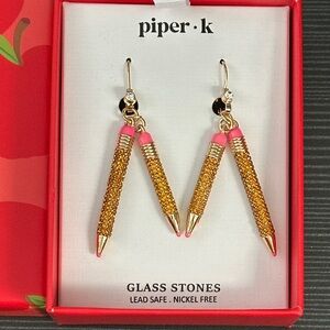 Piper K Glass Stones Pencil Earrings